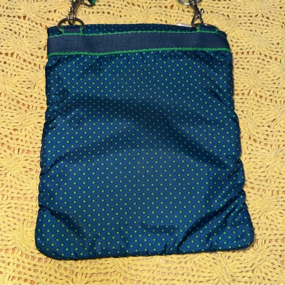 LeSportsac travel Classic polka dot 3-Zip Crossbody Bag green and dark blue - Picture 5 of 10